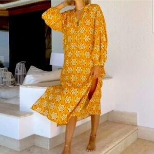 Zara Midi Yellow Pattern Dress